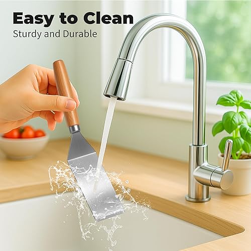 Miniatura 6 de Juego de 2 espátulas de acero inoxidable, mini espátula para servir para uso en cocina, espátula de metal para cocinar con mango resistente al