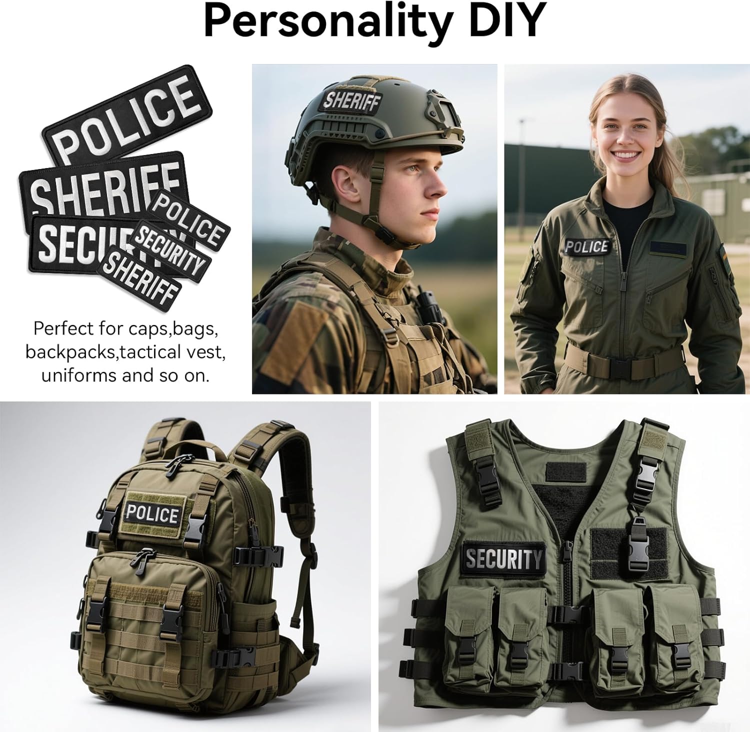 保安官パッチ、刺繍フック&amp;ループ留め保安官パッチ タクティカルベスト、ユニフォーム、帽子、キャップ、バックパックなど用、ラー