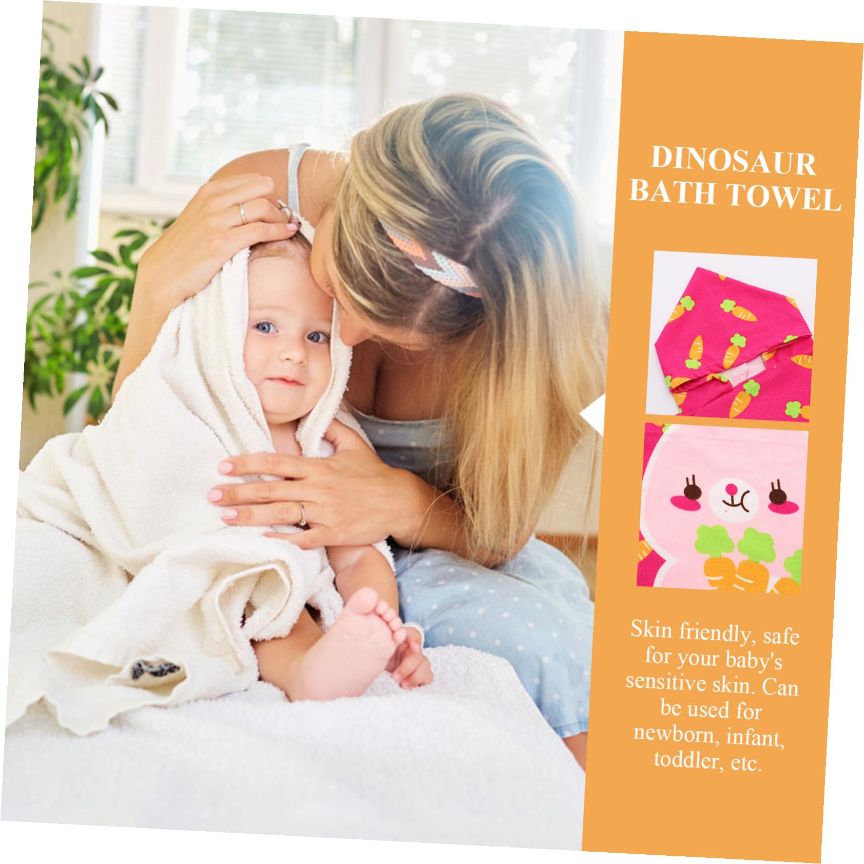 STOBAZA 3pièces Serviette De Plage à Capuche pour Garçon Fille Serviette De Bain Carrot Douce Et Absorbante pour Piscine Et Plage Motif Adorable