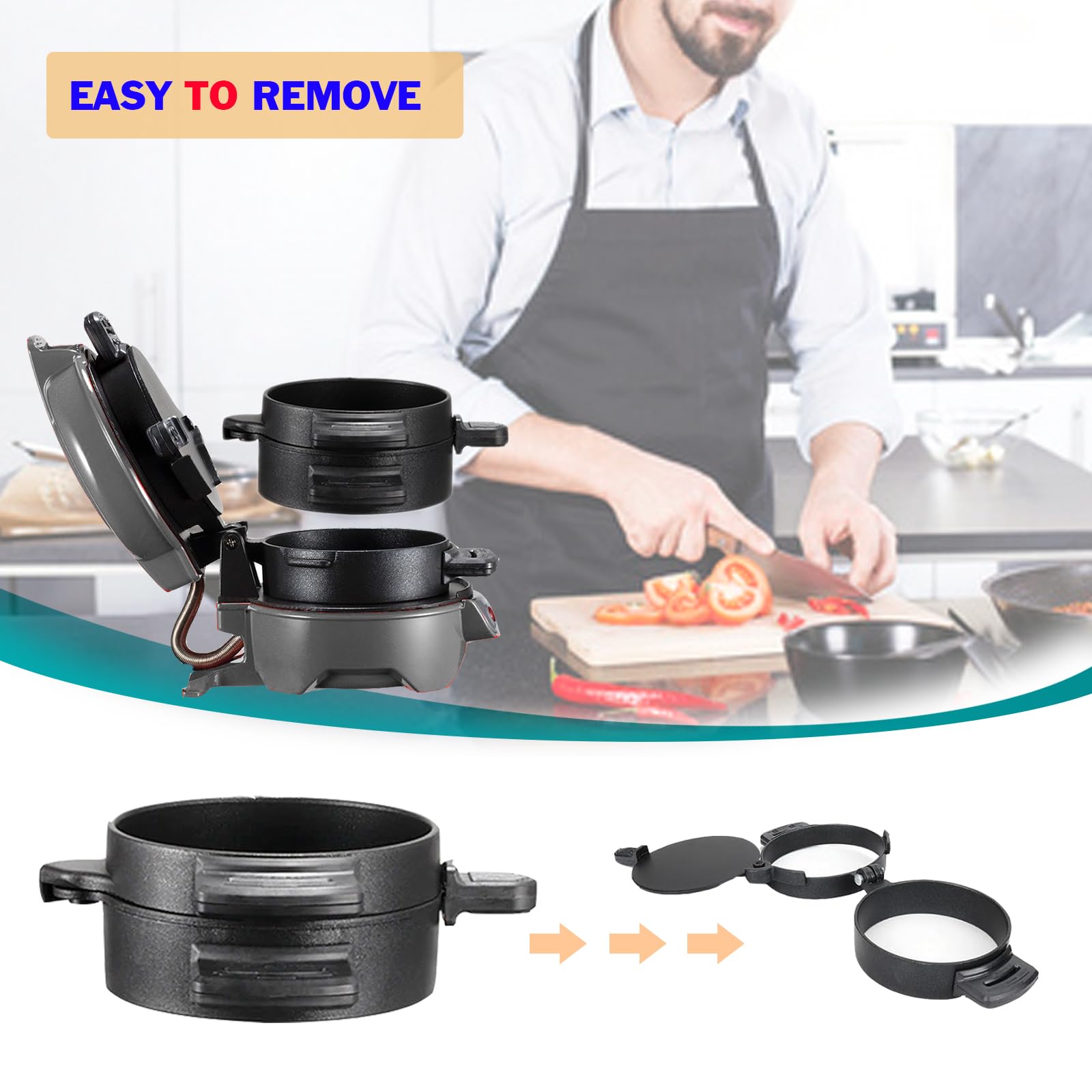 Tostiera Sandwich Maker, Pressa Per Panini Con Anelli Per Uova E Timer, Macchina Per Hamburger Piastre Antiaderenti, Per Hamburger, Panini, Toast, Waffle, Colazione Presto (Grey)