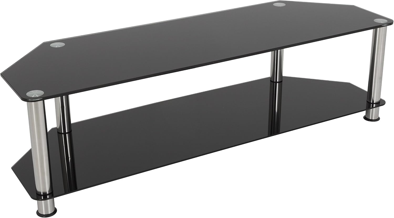 AVF SDC1400-A TV Stand for Up to 65-Inch TVs, Black Glass, Chrome Legs