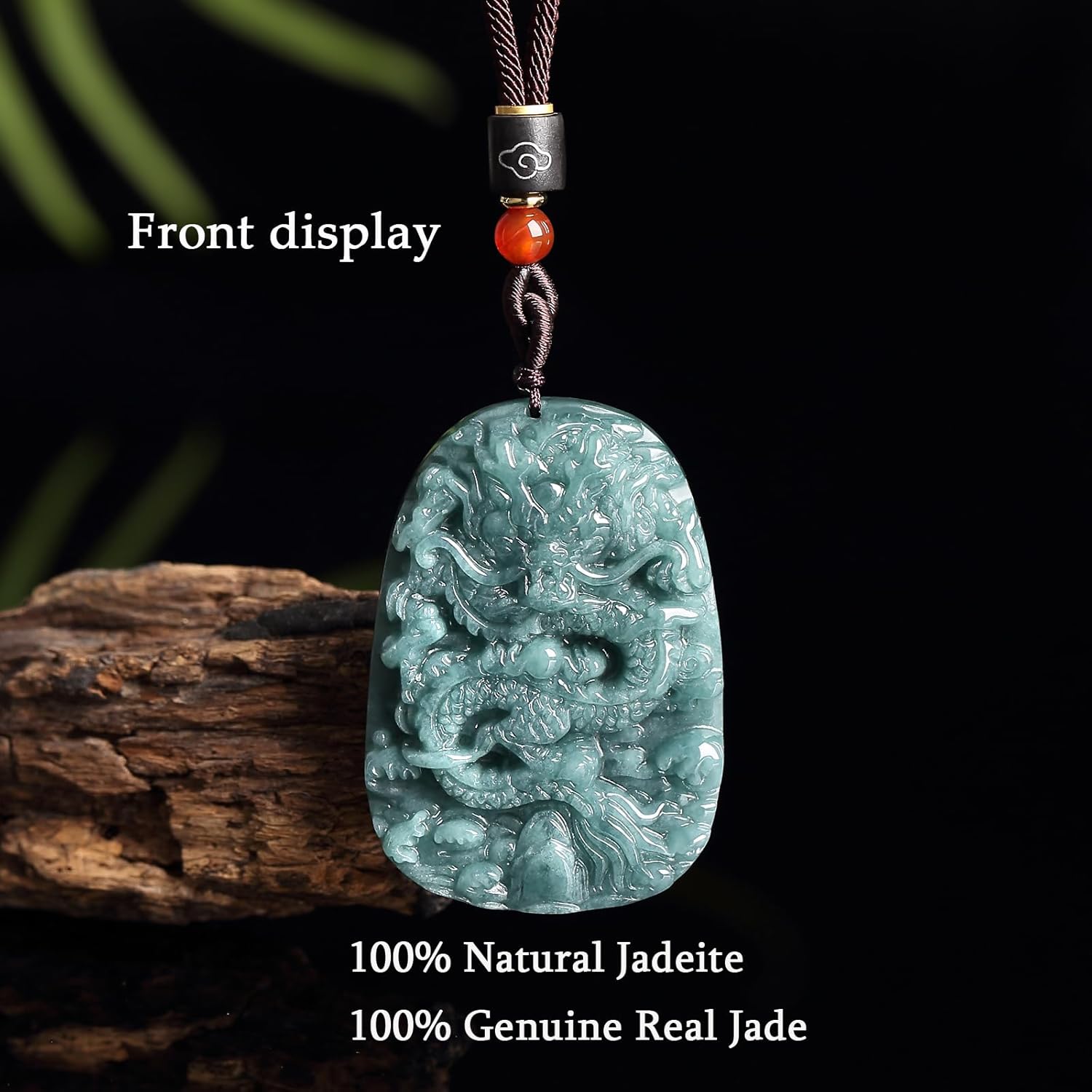Real Green Jade Dragon Pendant Necklace for Men and Women Genuine Certified Natural Jadeite Double Side Hand-Carved Zodiac Dragons Jewelry Amulet Protection Birthday Valentine's Day Christmas Gift - Image 2