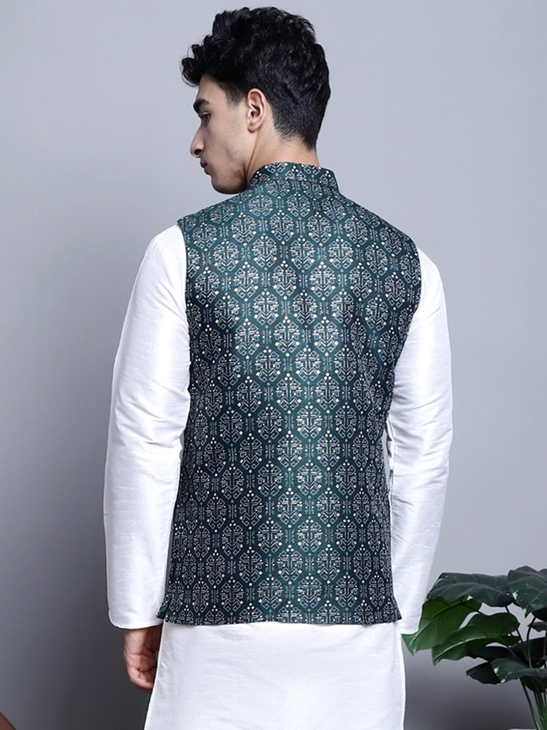 Maple Clothing Men's Nehru Jacket Indian Traditional Vest Brocade Waistcoat Bandhgala Festive Wedding Outfit