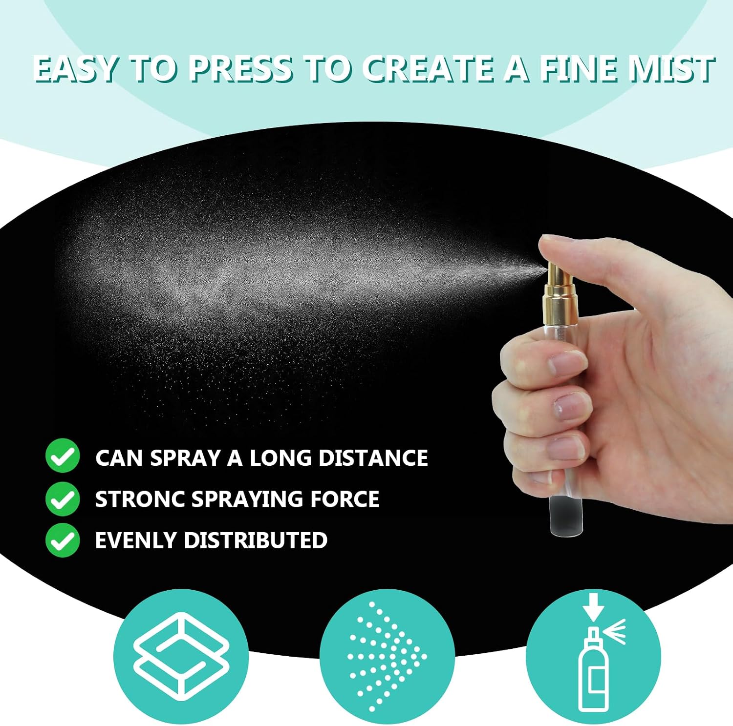 50Pcs 10ml Perfume Bottle Bulk Fine Mist Atomizer Glass Bottles Mini Atomizer Refillable Bottle with Gold Cap Portable Travel Sample Containers for Perfume Liquids