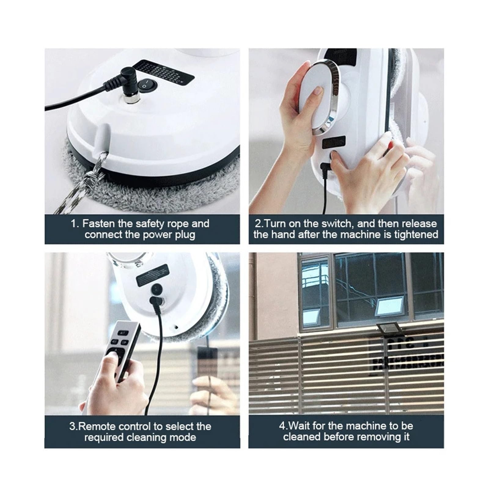 Robot de limpieza ventanas recargable, aspirador eléctrico automático vidrio con Control remoto anticaída, cepillo, lavadora