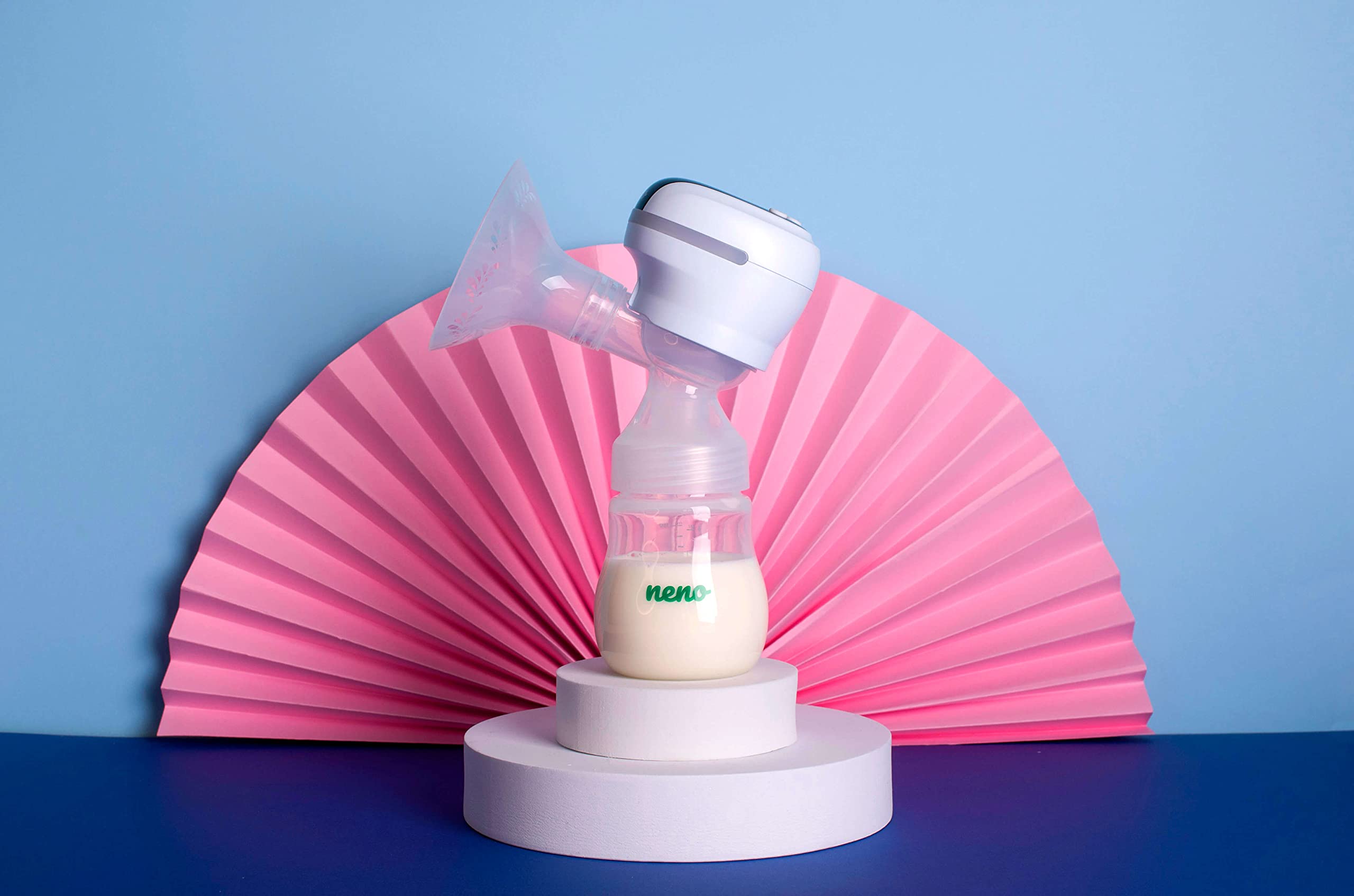 NENO Angelo Milchpumpe Elektrisch Tragbare – Dreiphasen Milch Pumpe Kabellos – Muttermilch Abpumpen mit Elektrischer Brustpumpe – mit 2 Milchbeuteln & Sauger – 9 Modi & 9 Stufen – BPA-frei