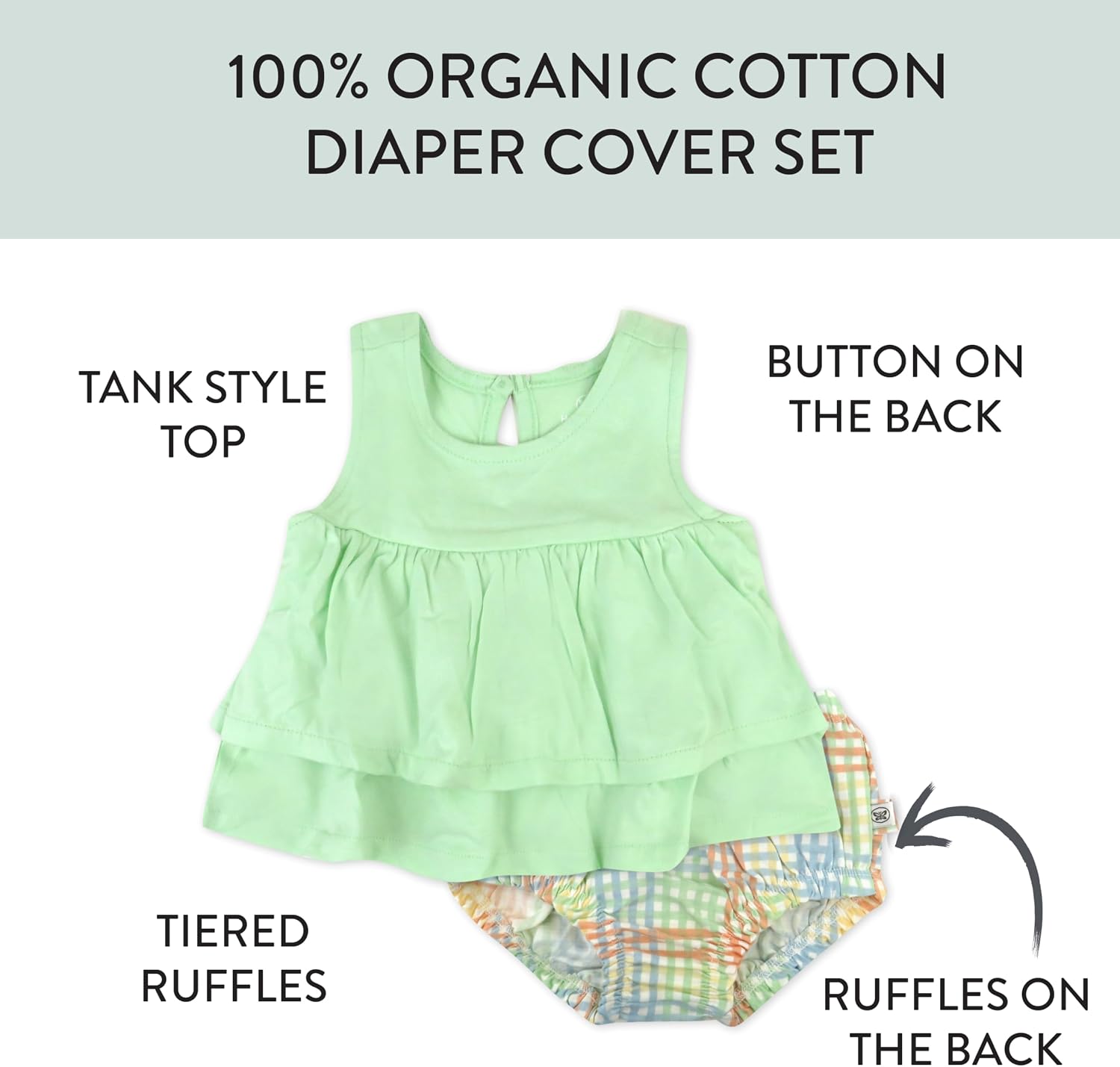 HonestBaby Baby Boys' 2-piece Flutter Tee, Dress With Ruffle Diaper Cover 100% Organic Cotton