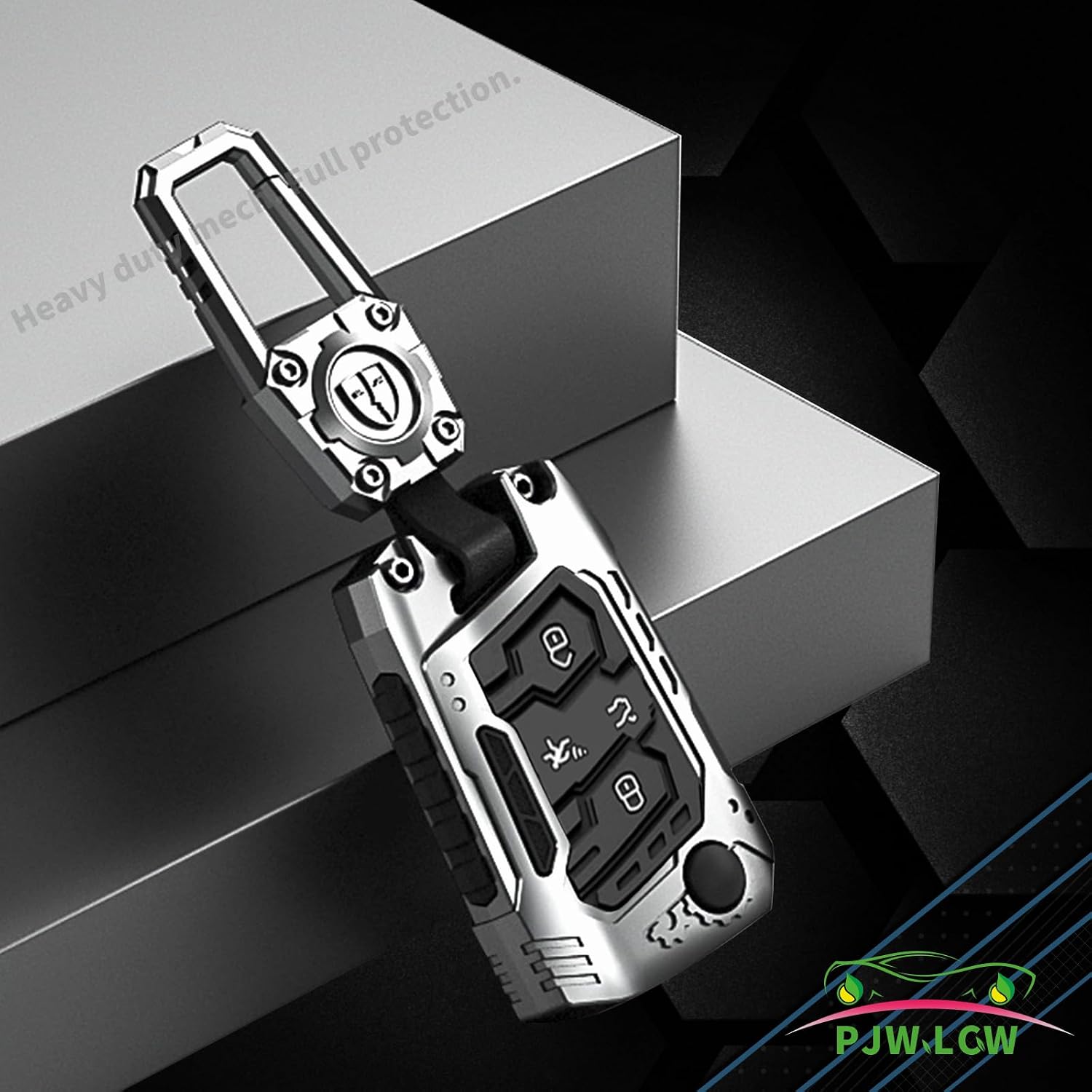 Heavy Metal Key Fob Cover Protector, Compatible with VW Atlas Golf Jetta Tiguan Passat GTI Keychain Accessories