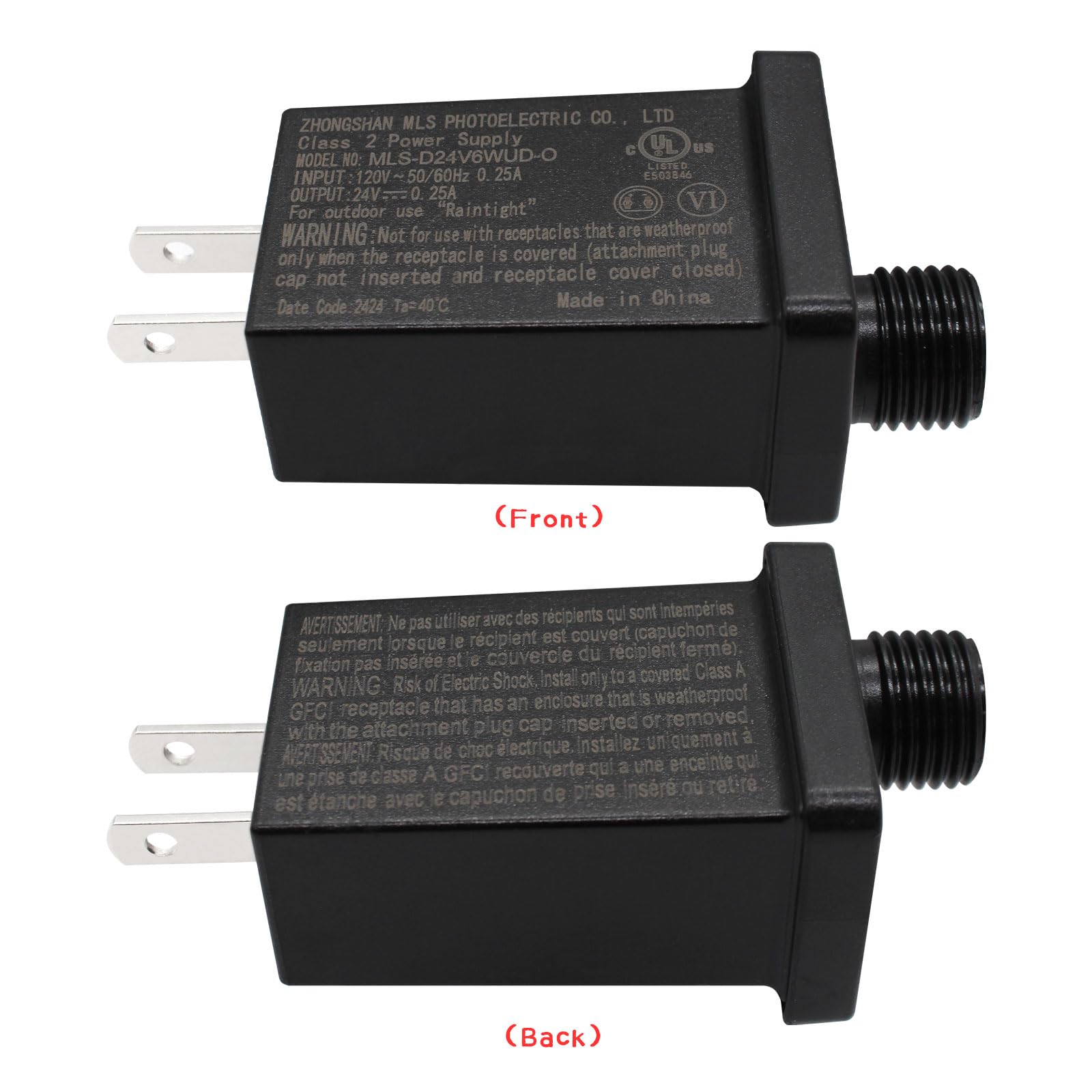 24V 3.6W LED Power Supply Adapter – Waterproof IP44 Low Voltage Transformer For String Lights, Lawn Lamps & Projectors (US Plug, Steady-On Only)
