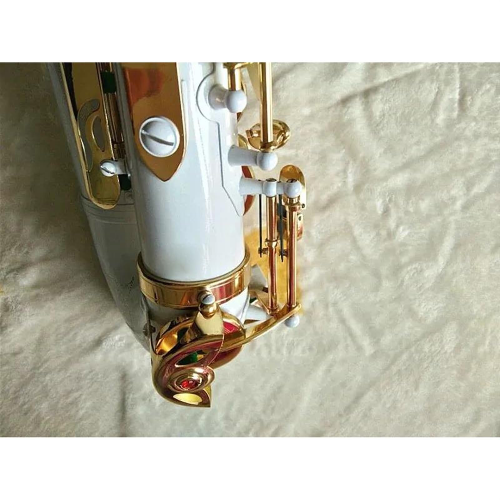 Saksofon Instrumenty Muzyczne Saksofon Altowy Z Białym Złotym Kluczem, Model Saksofonu Altowego Ustnik I Futerał (Color : Leather bag)