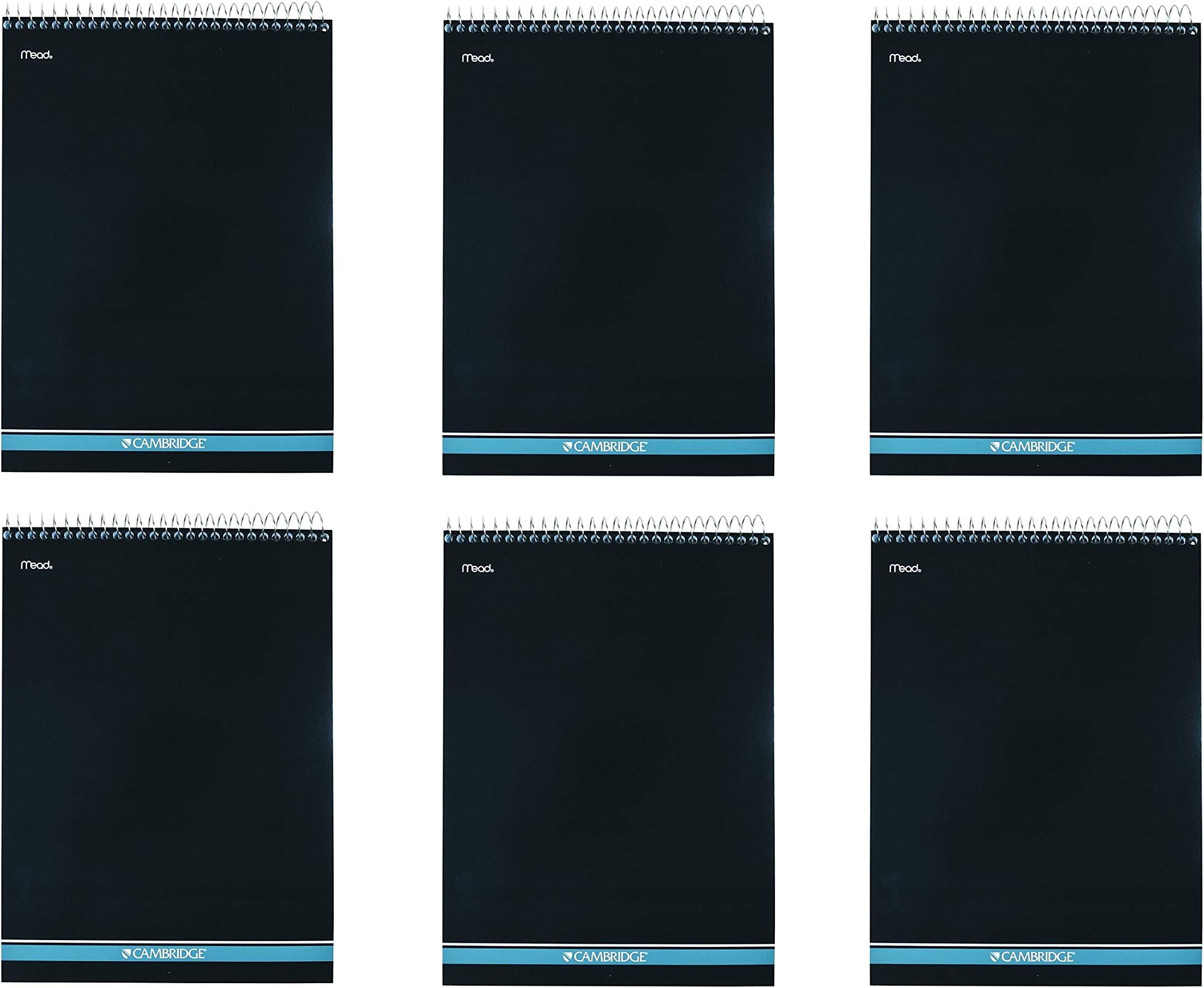 MeadCambridge Notebook, Wirebound Notepad, Stiff-Back, 8.5 x 11 inches, White, 6 Pack (59882) - Bundle Includes Universal Letter Opener