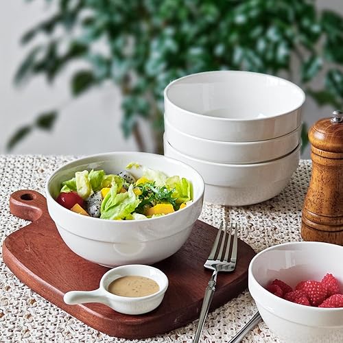 Miniatura 9 de HAPPY KIT Juego de 6 cuencos de cerámica para sopa de 6 pulgadas, cuencos de cereales de 24 onzas para cocina, cuencos de servir para sopa de