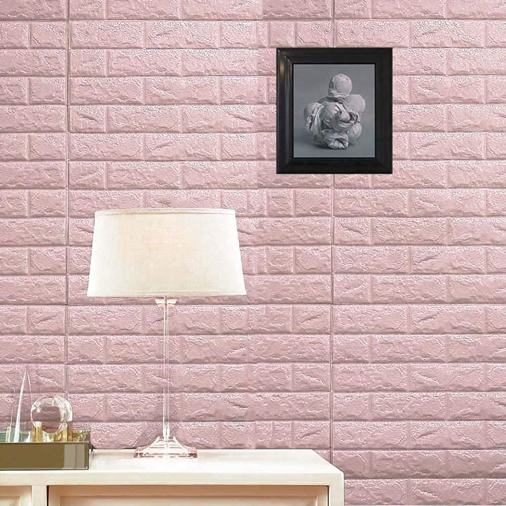 Self-Adhesive Waterproof PE Foam 3D Wall Panels Wallpaper Sticker for Bathroom, Living Room, and Home Decoration (70 x 77cm, Appx. 5.8Sq Feet) Pack of 1 Piece//Pink Self-Adhesive Waterproof PE Foam 3D Wall Panels Wallpaper Sticker for Bathroom, Living Room, and Home Decoration (70 x 77cm, Appx. 5.8Sq Feet) Pack of 1 Piece//Pink