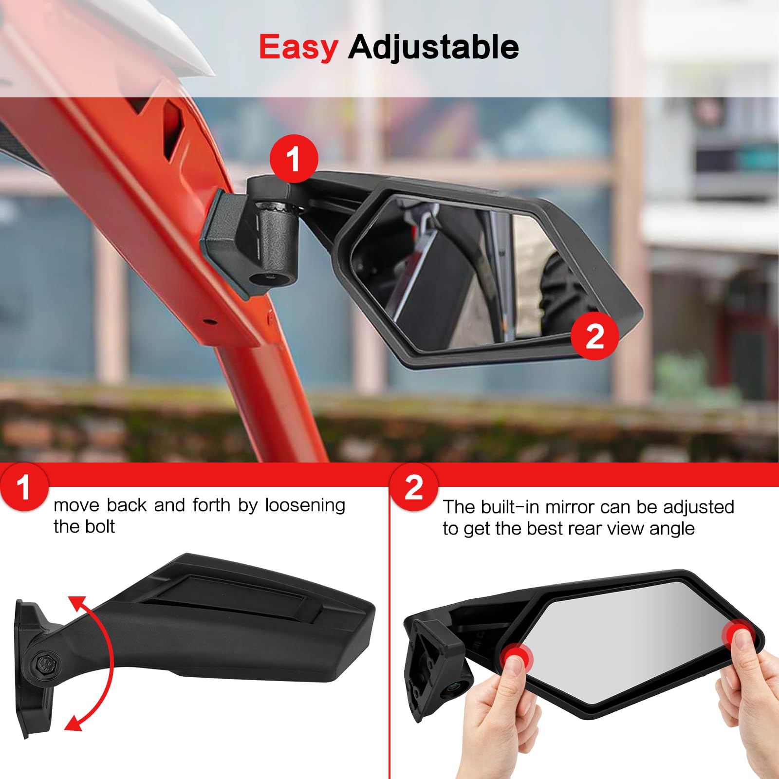 Kemimoto Rear Racing Side Mirrors For Can Am Maverick X3 Max Turbo R 2017-2023 E