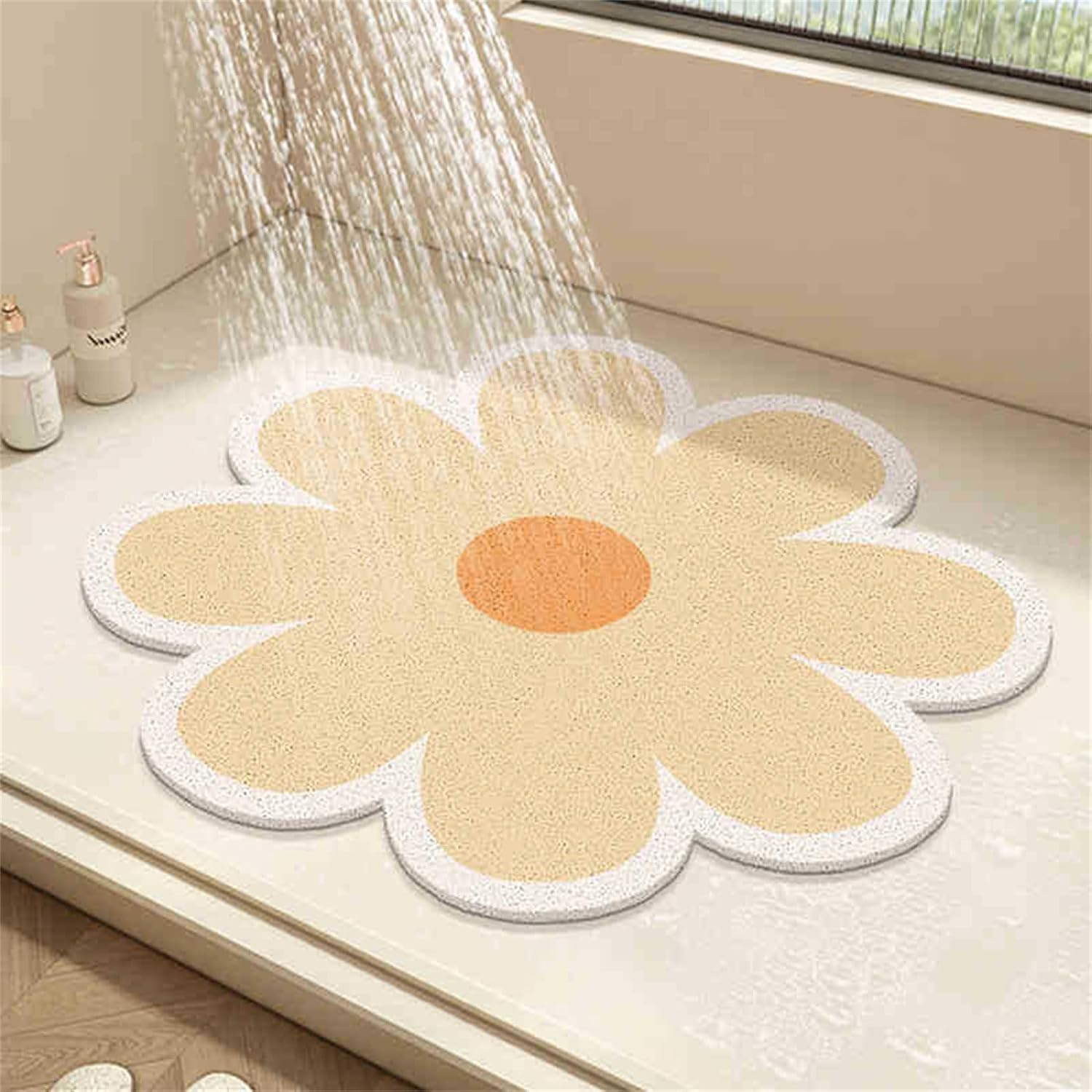 VUIKLCty Floral-patterned Soft Rubber Loofah Bath Mat