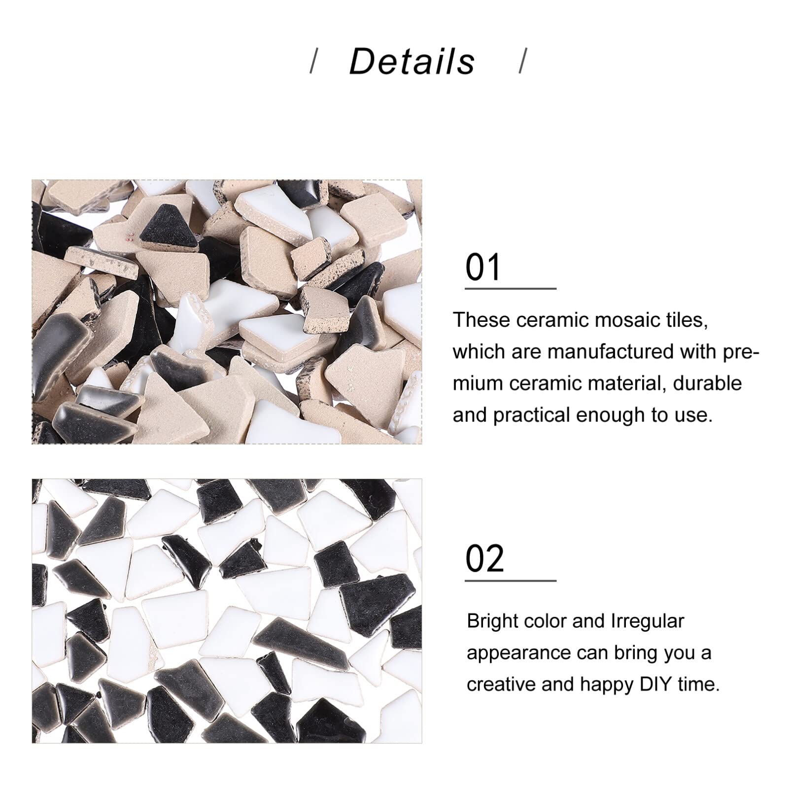 DECHOUS Piastrelle di Ceramica per Mosaico DIY da 200g, Tessere Irregolari Smaltate Bordi Uniformi, per Decorazioni Creative in Casa e Parco