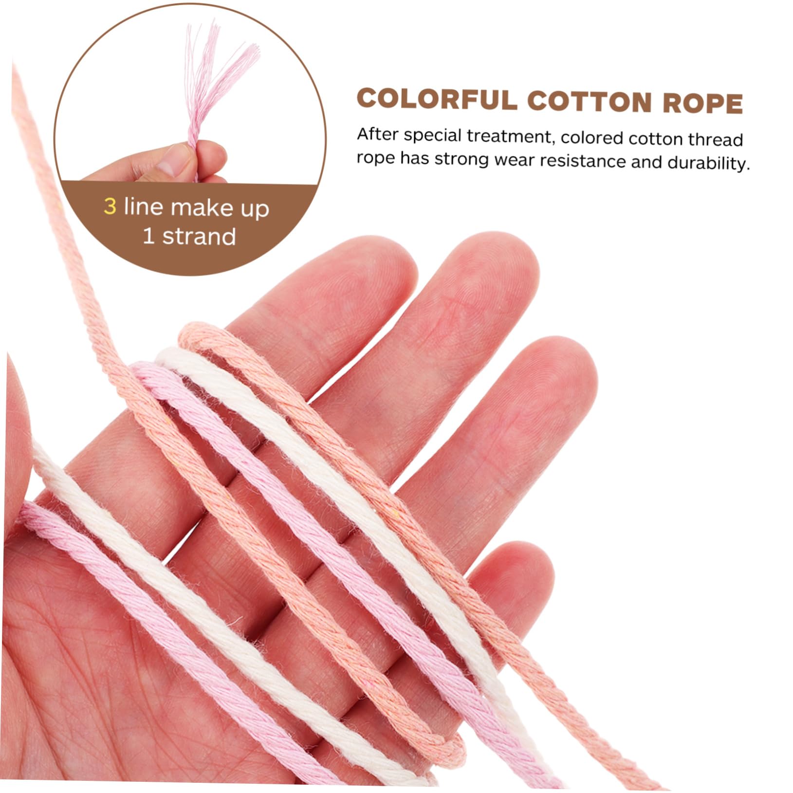 Cordón de Algodón para Manualidades, 3 Madejas de Hilo
