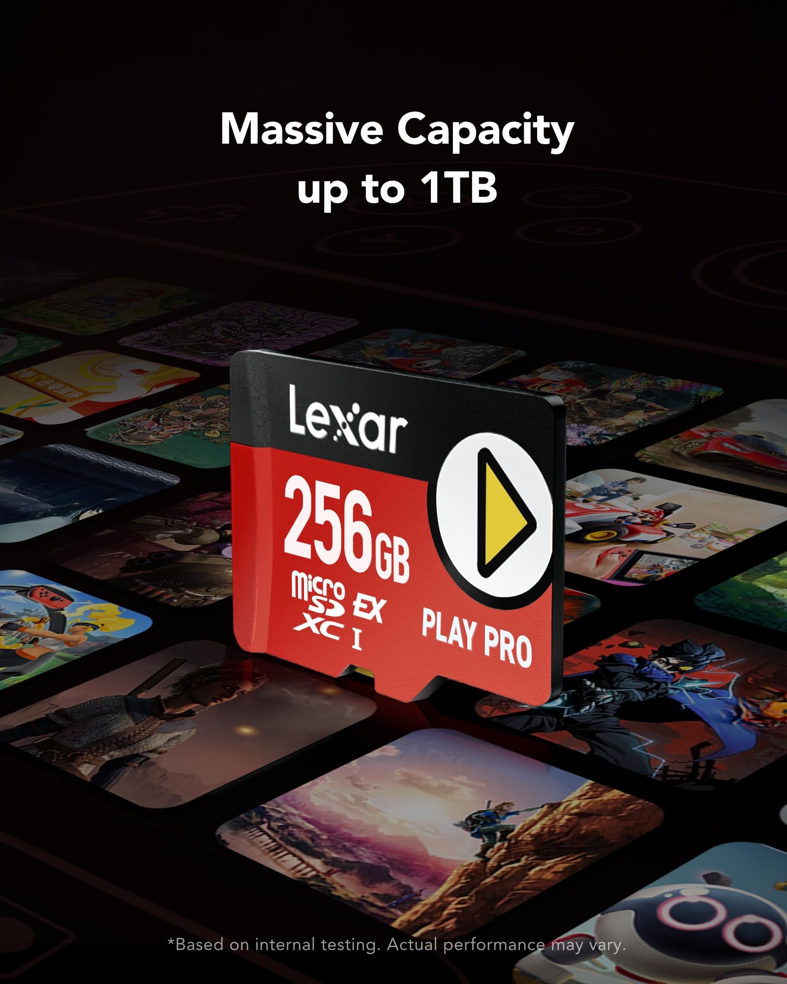 Lexar PLAY PRO Karta MicroSDXC Express 256 GB, odczyt do 900 MB/s, zapis 600 MB/s, zoptymalizowana do gier, A2, 4K, szybka karta pamięci micro SD do konsol ręcznych, przełącznika, przenośne urządzenie