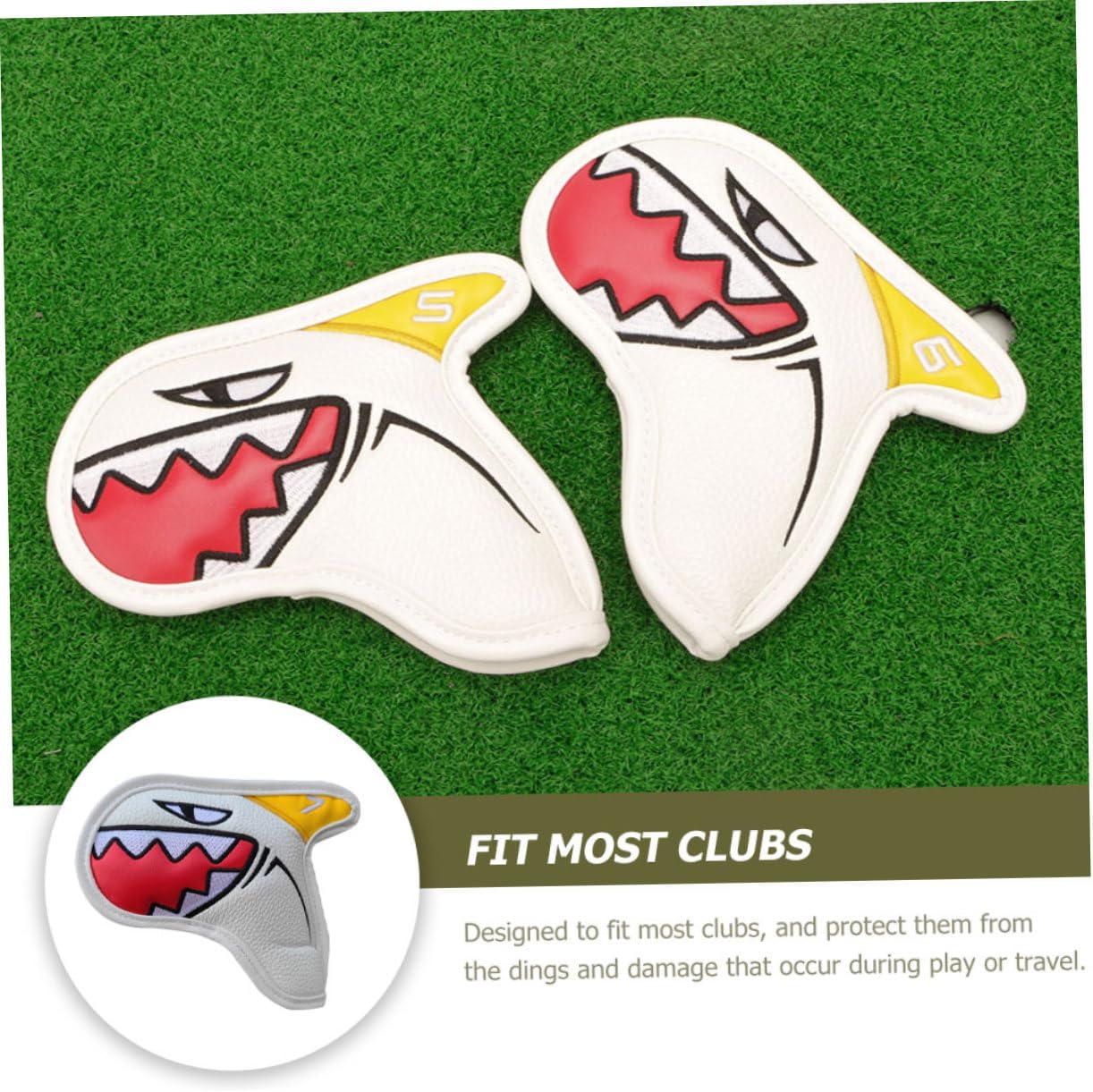 9Pcs Golf Club Iron Covers Professional Driver and Putter Protective Heads White Dustproof Golf Accessory for Men