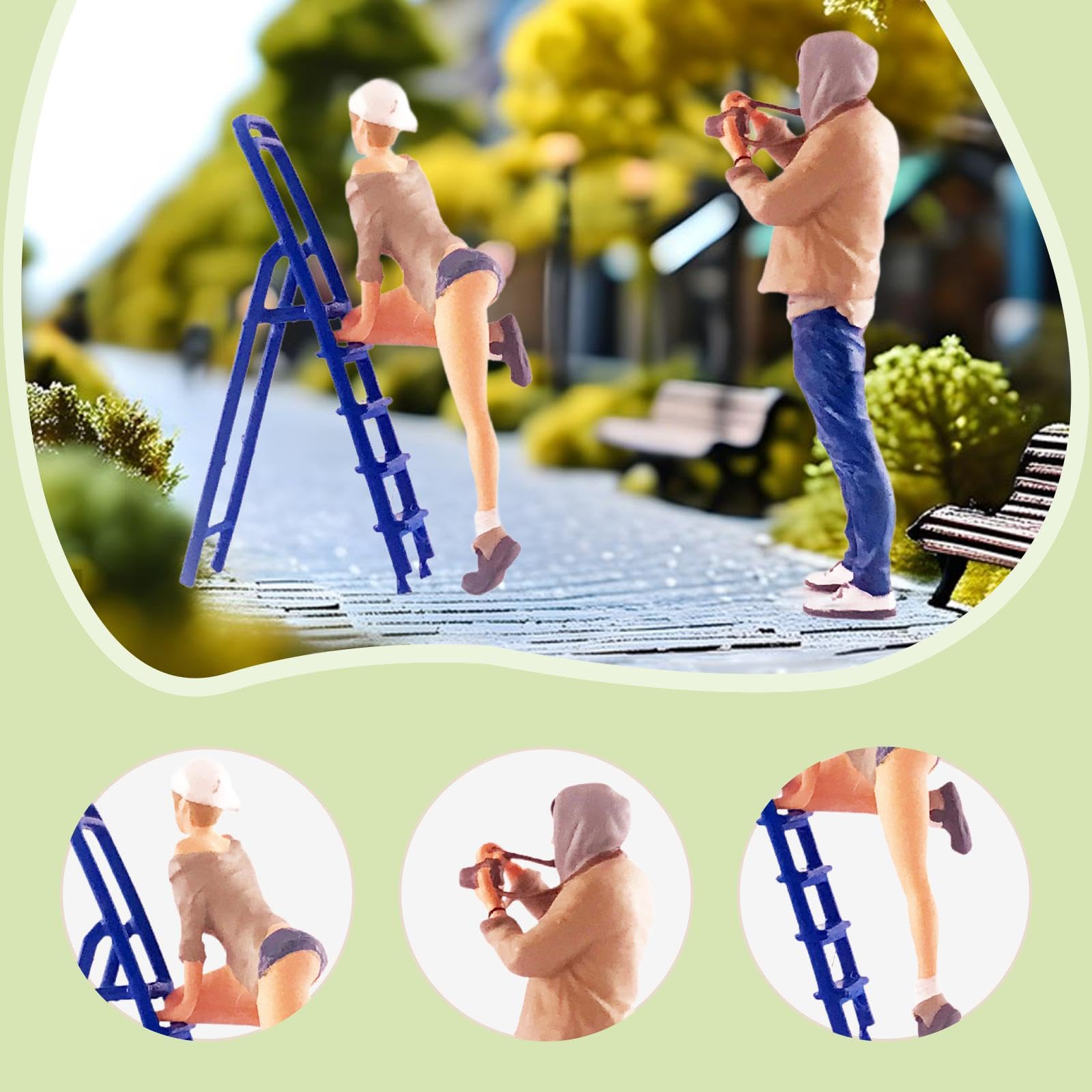 Miniature Scene Figure Set Persone Miniature Dipinte in Resina 1 64 Modelli Oggetti Collezionabili Accessori Diorama Scenico Adatti per Case delle, Cachi
