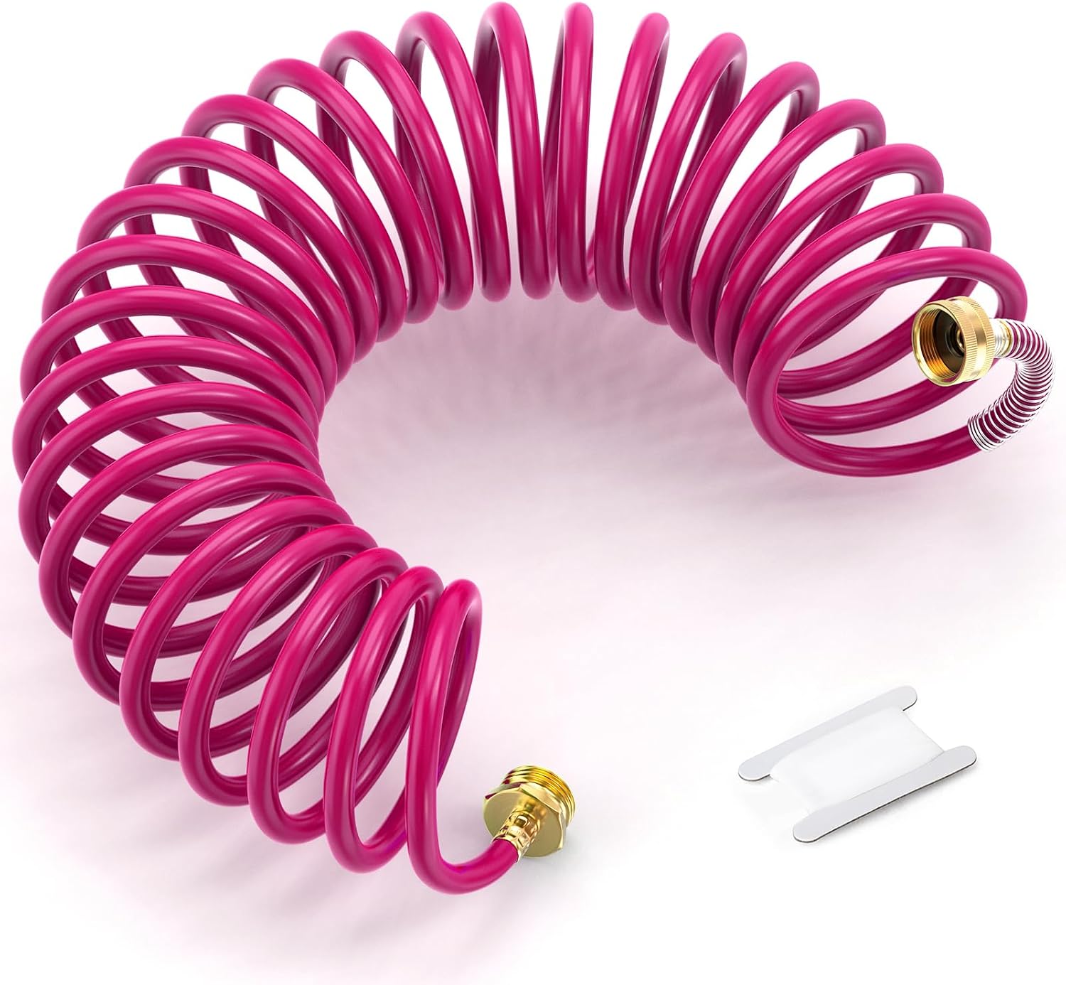 GASHER 25FT PU Recoil Garden Water Hose With 3/4"Inch Brass Fittings Retractable, Swivel Female For Boating, Pool & Spa, RV, Home And Garden(Purple)