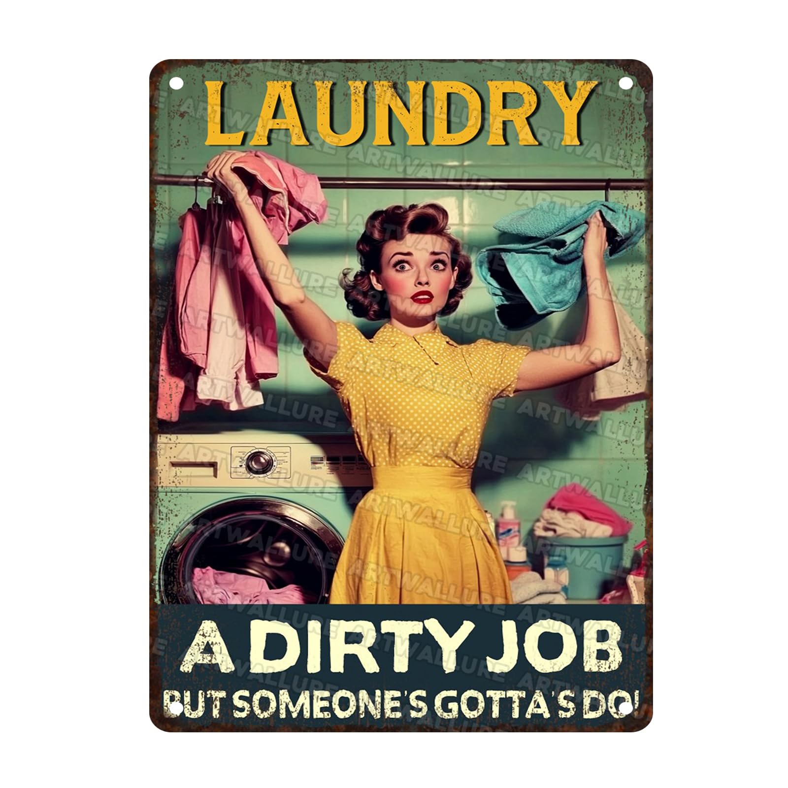 Laundry Room Vintage Sign A Dirty Job Metal Sign Retro Woman Poster Funny Laundry Poster 12x16inch