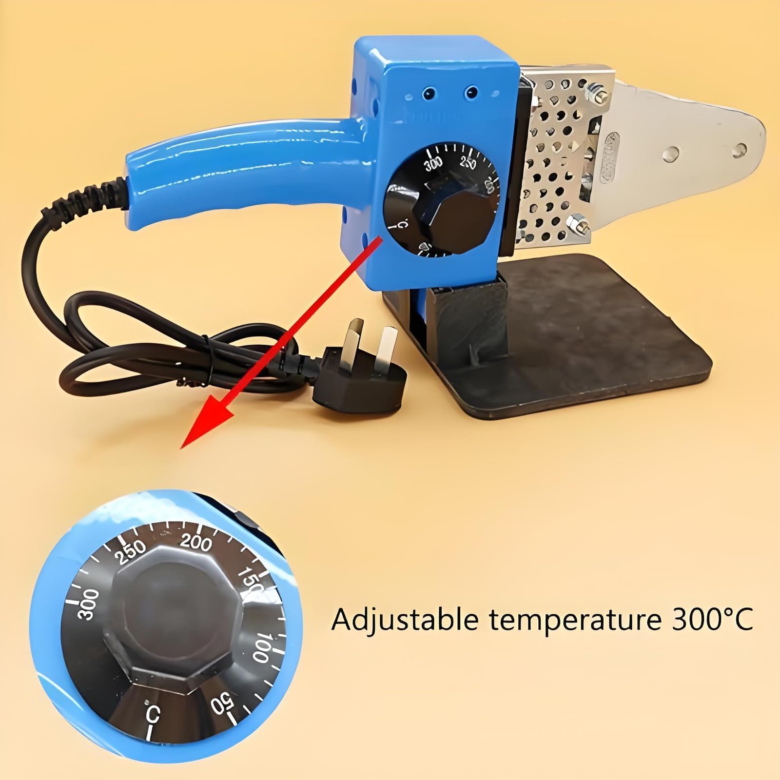 Kit saldatore elettrico a caldo, regolabile da 0 a 300 ℃, per cinghie rotonde, tubi e strisce di plastica con forbici e dispositivo