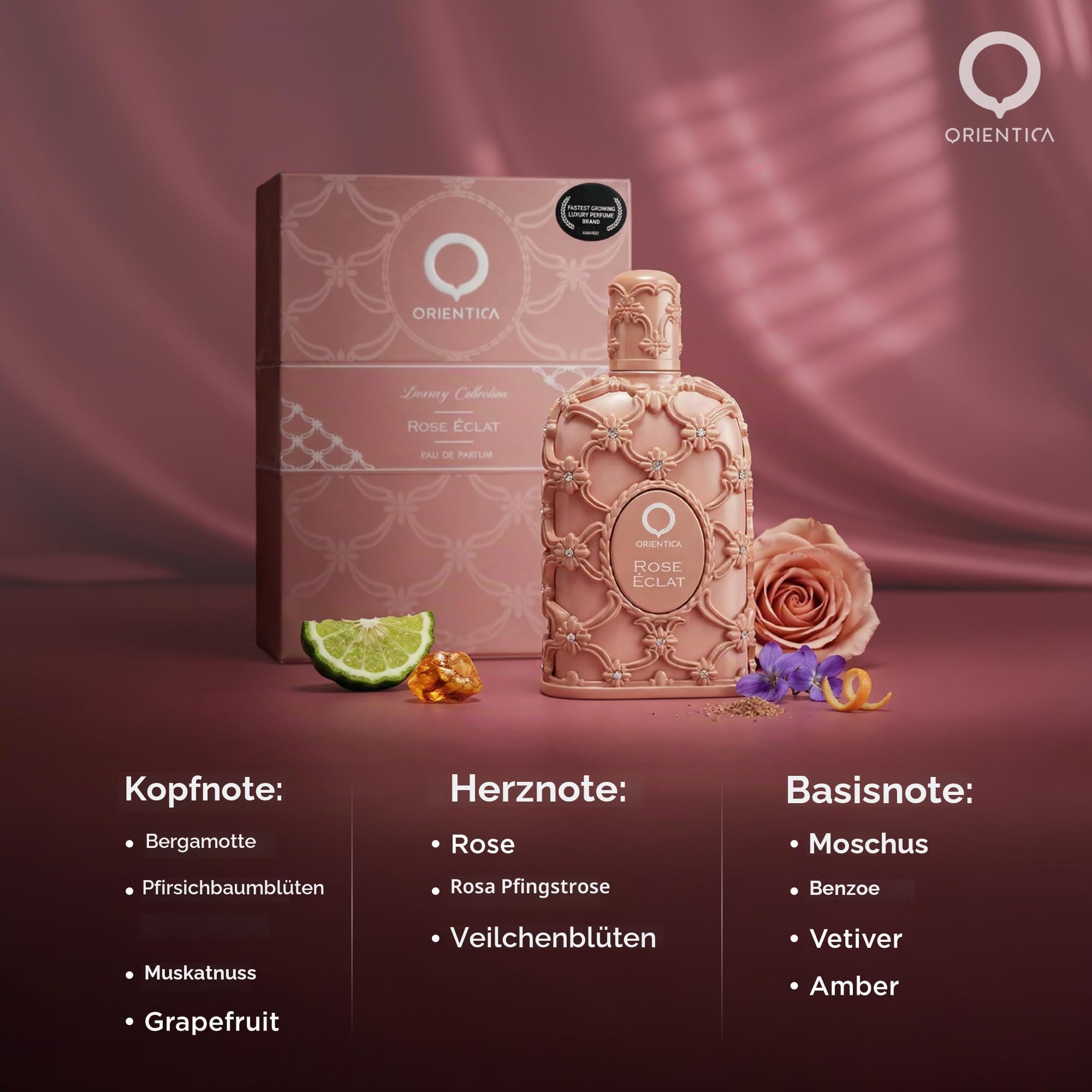 Orientica Luxury Collection Rose Eclat Eau de Parfum 80 ml | Langanhaltendes arabisches Parfüm für Damen und Herren
