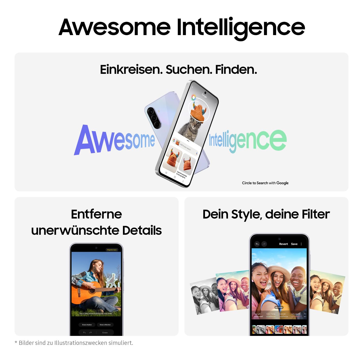 Samsung Galaxy A36 5G AI Smartphone ohne Vertrag, Simlockfreies AI Handy mit Android, 8 GB RAM, 256 GB Speicher, 50-MP-Kamera, Awesome Lime, 2,5 Jahre Herstellergarantie [Exklusiv auf Amazon]