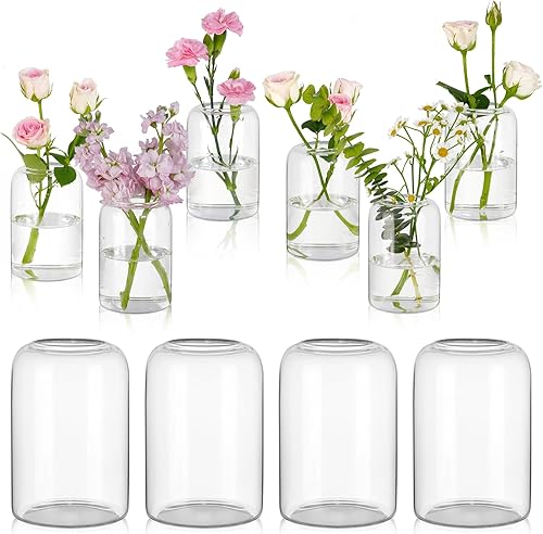Jarrones pequeños de cristal, juego de 10 jarrones transparentes para centros de mesa, mini jarrón a granel para flores para bodas, fiestas de