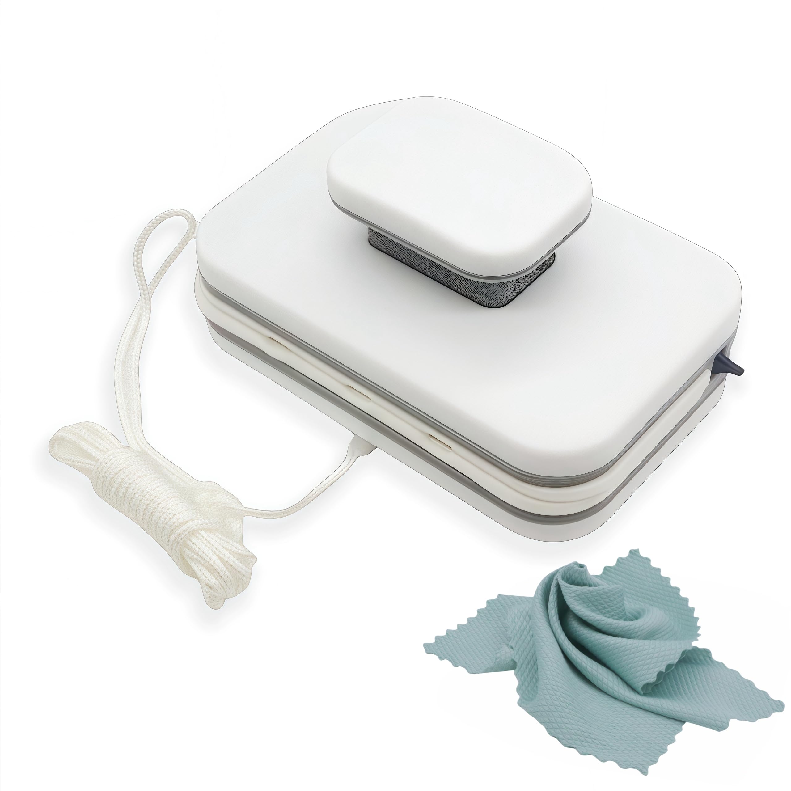 HACHWAIZZ Magnetic Window Cleaner - Double-Sided Glass Cleaning Tool with Microfiber Fish Scale Cleaning Cloth (Green) Safety Rope Ergonomic Handle and Durable Materials for High-Rise Car Windows