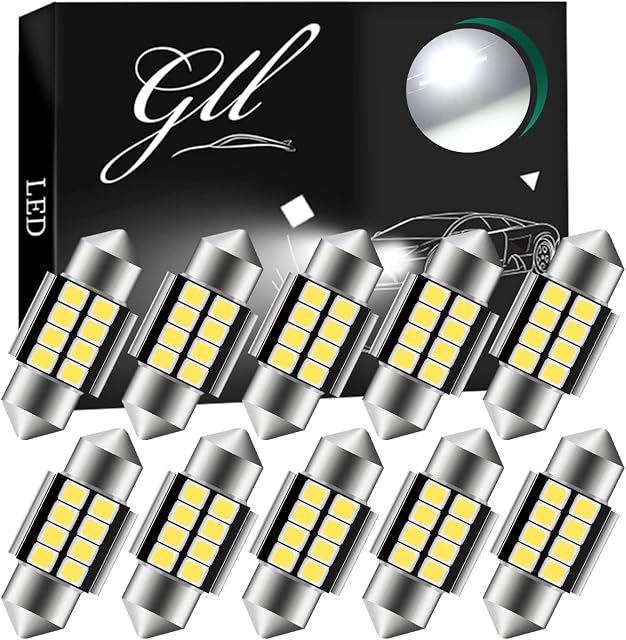 GLL C5W Bulbs 31MM Festoon Bulbs with 2835 8SMD 200 Lumes 6500K for Car Interior Lights Dome Lights Number Plate Lights