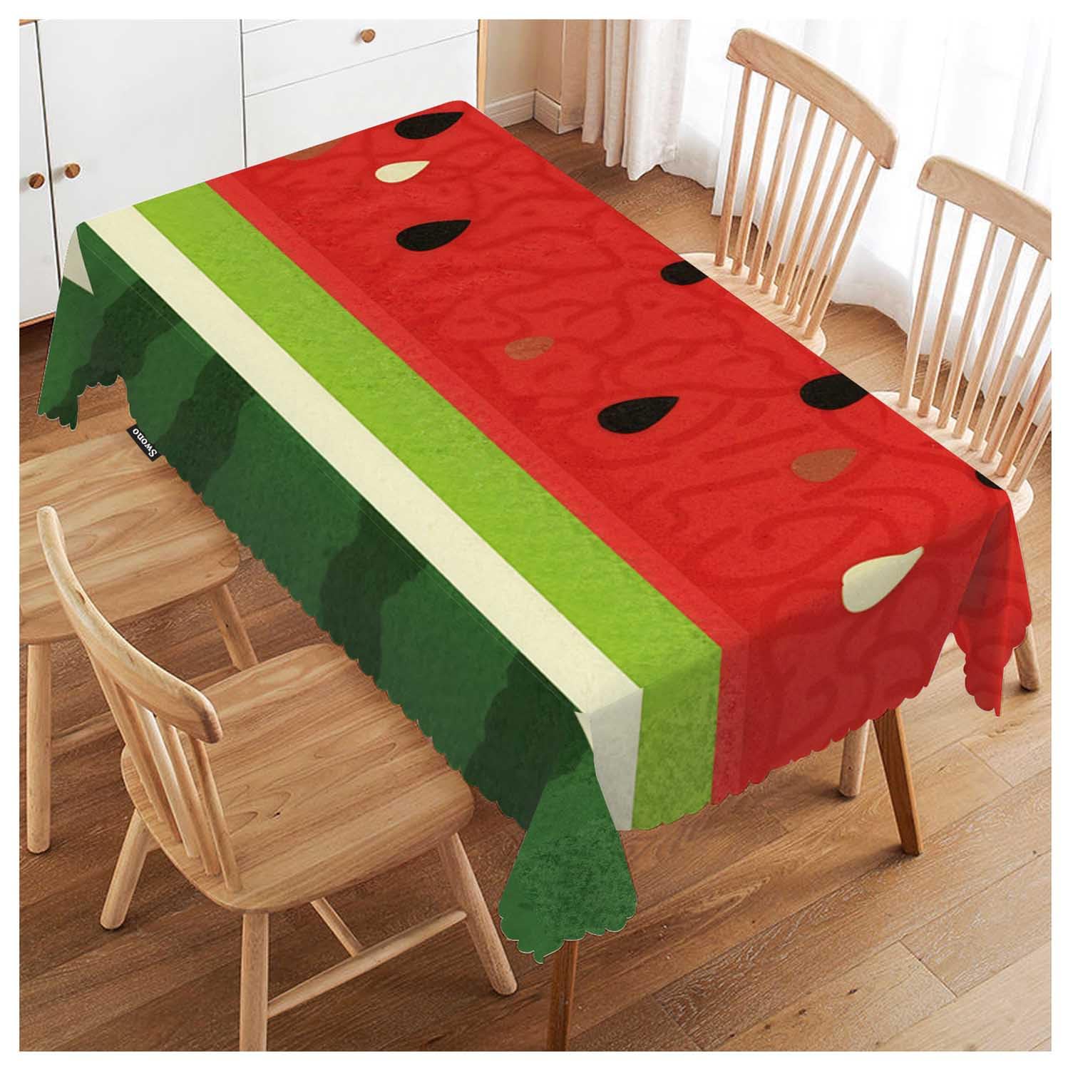 FJQWKLF Watermelon Table Covers 52x70 Inch Fruit Juice Seed Sliced Watermelon Wipeable Tablecloth Kitchen Dinning Tabletop Decoration, Table Cloth for Outdoor and Indoor Use