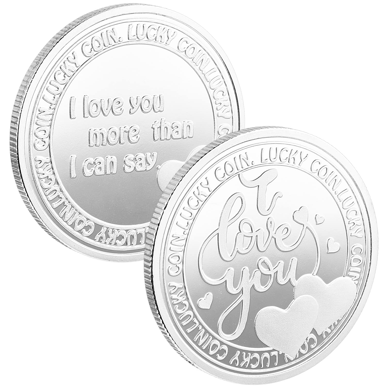 4 Stück 'I Love You' Münzen Set | Antikierte Legierung, 4 Cm Durchmesser, Zweiseitig Graviert, Geschenkidee