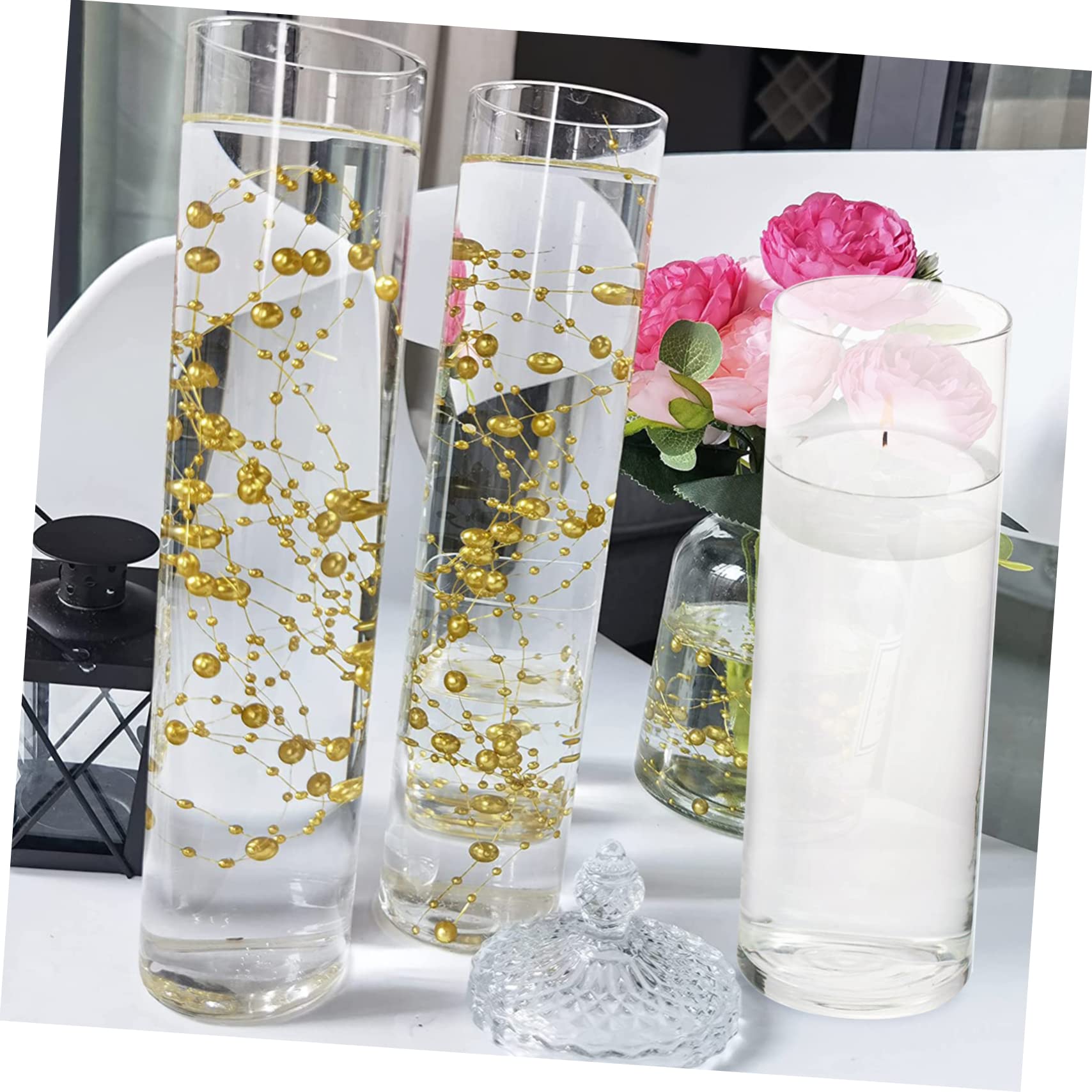 Gatuida 6 Stück schwimmende Kerzenvase klarer Behälter Schwimmkerzen für Wasser elegant Schwebend groß hochzeitsdeko hochzeitsdeco Zylindervasen schwimmende Kerzen für Mittelstücke Vasen