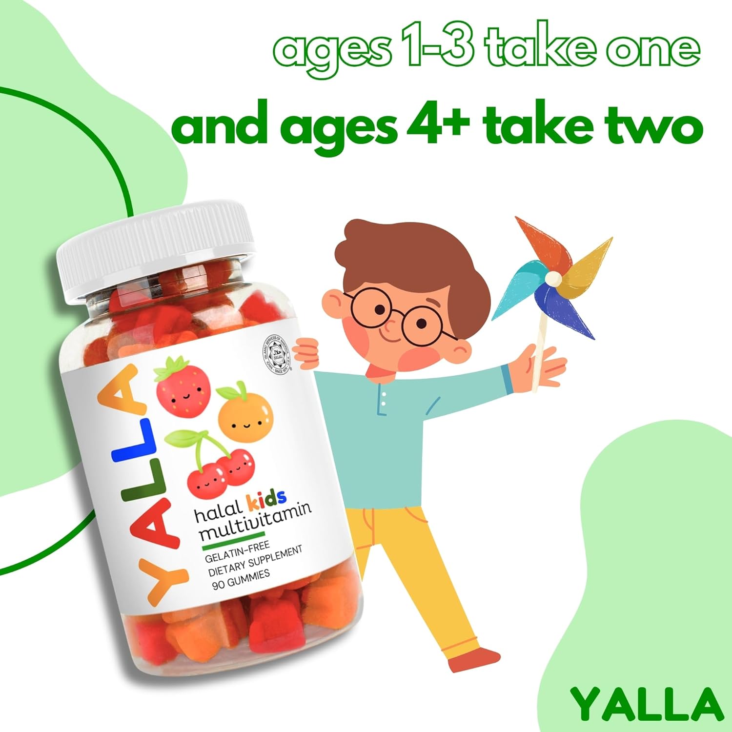 YALLA Halal Vitamins for Kids, Halal Kids Multivitamin Gummies, 45-90 Day Supply, Essential Vitamins with C, D3, Zinc for Immunity, B6 B12 for Energy, ISA Certified, Gelatin Free - Image 4