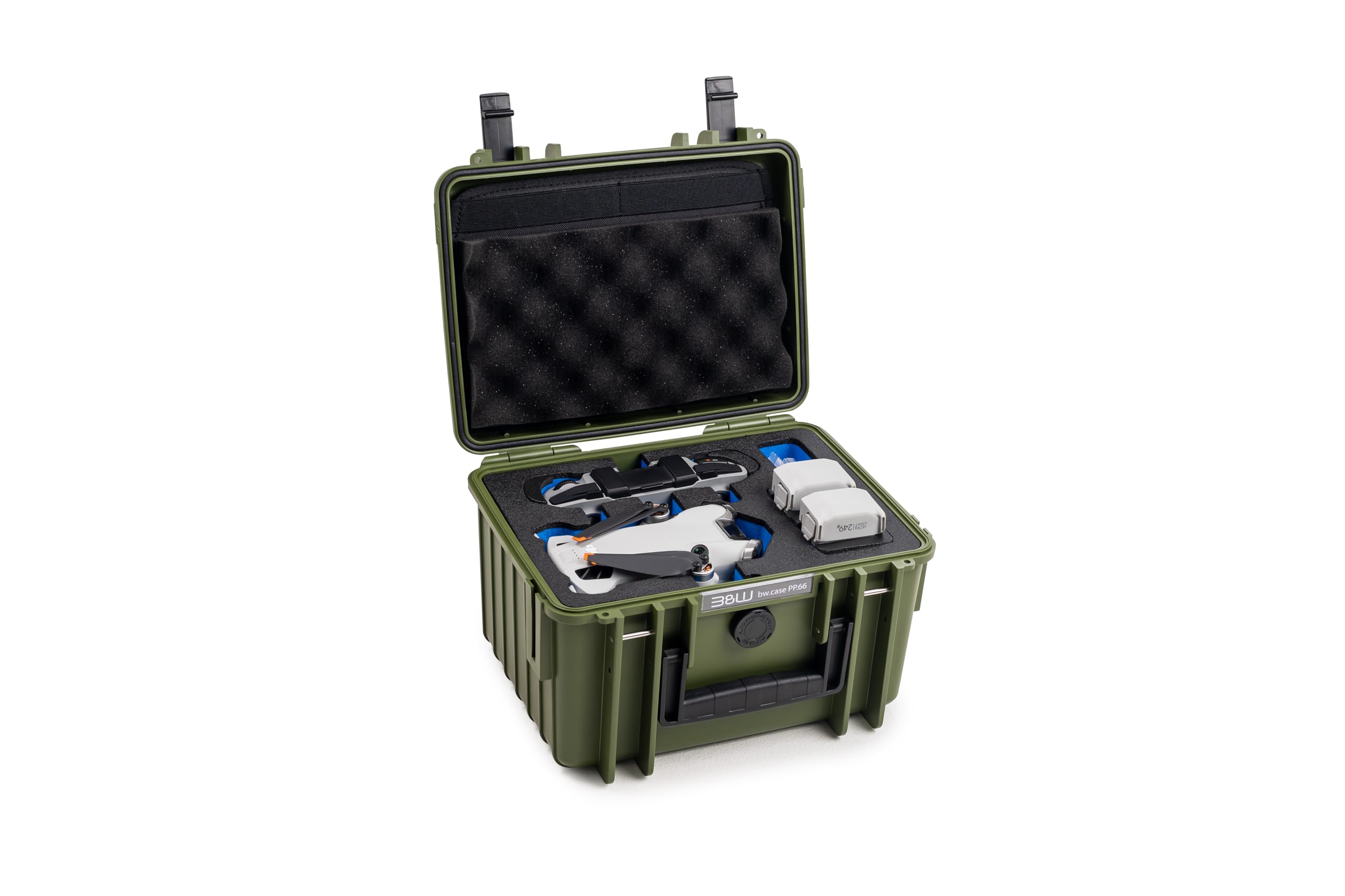 B&W Walizka transportowa outdoorowa do drona DJI Mini 4 Pro i Fly More Combo - typ 2000 brązowo-zielony - wodoszczelna zgodnie z certyfikatem IP67, pyłoszczelna, odporna na pęknięcia i niezniszczalna