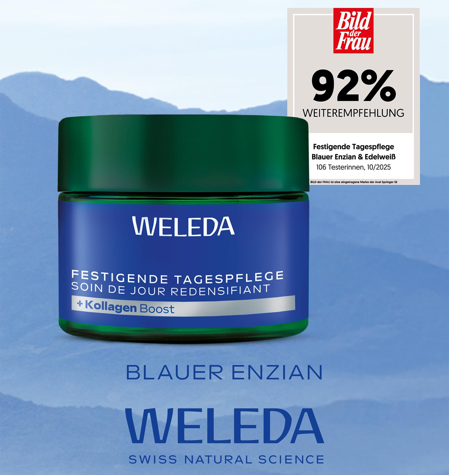 WELEDA Bio Festigende Tagespflege & Nachtpflege Blauer Enzian & Edelweiß – Anti-Aging Naturkosmetik Gesichtscreme gegen tiefe Falten & Pigmentflecken - straffende Tagescreme & Nachtcreme (vegan)