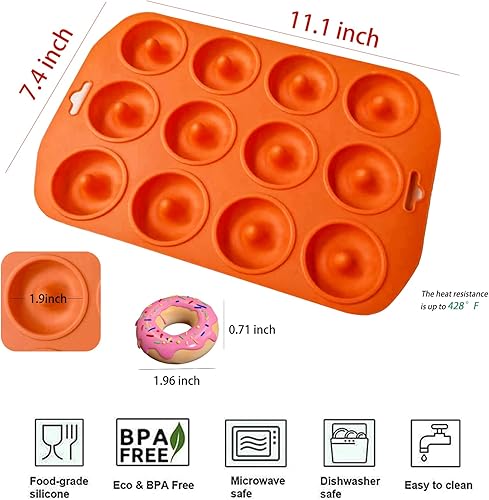 Miniatura 4 de Mini molde para donas, molde de silicona para hornear de 12 agujeros para hornear bagels Keto, deliciosas donas para fiestas y días festivos, sartén