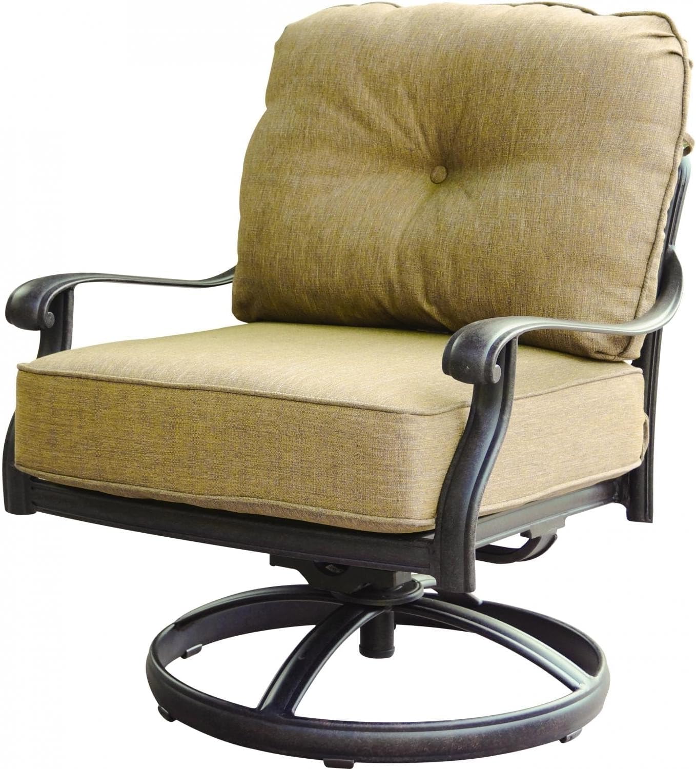 Darlee Elisabeth Cast Aluminum Swivel Rocker Club Chair in Antique Bronze/Sesame