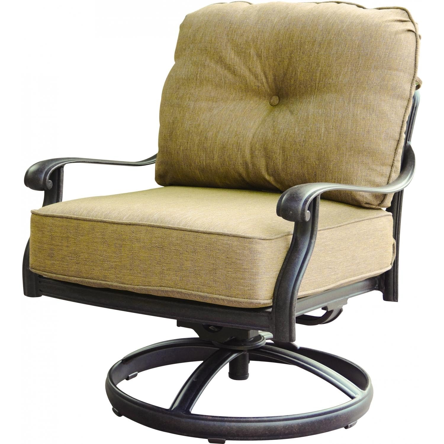 Darlee Elisabeth Cast Aluminum Swivel Rocker Club Chair in Antique Bronze/Sesame
