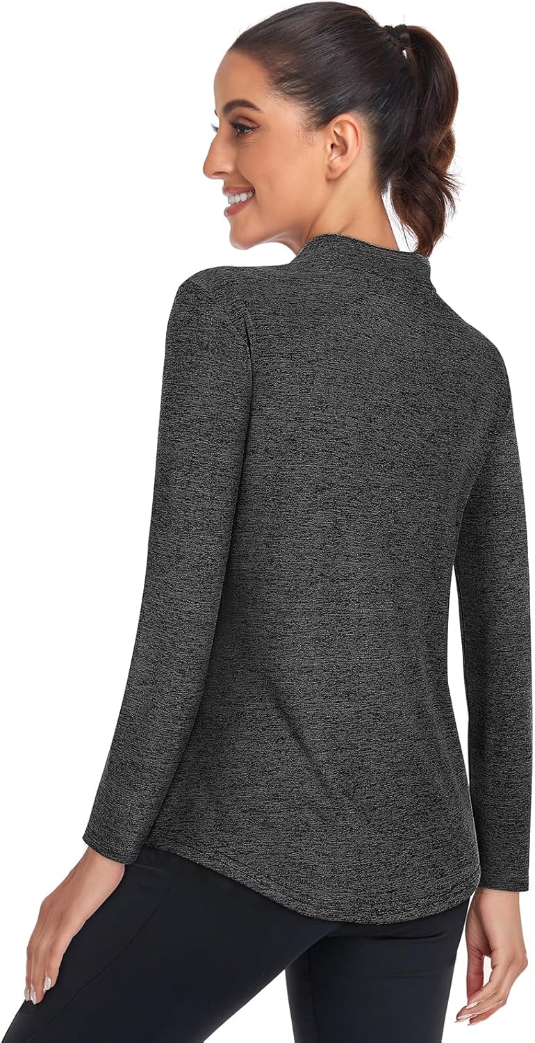 Misyula Womens Golf Shirts 1/4 Zip Sun Protection Quick Dry Tennis Running Athletic Workout Tops - Image 2