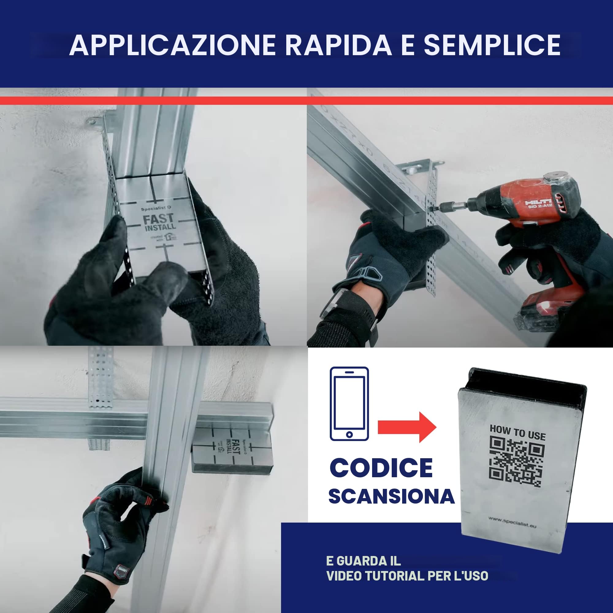 Specialist+ Magnete FAST INSTALL per cartongesso 60 mm | profili CD, strumento magnetico per soffitti