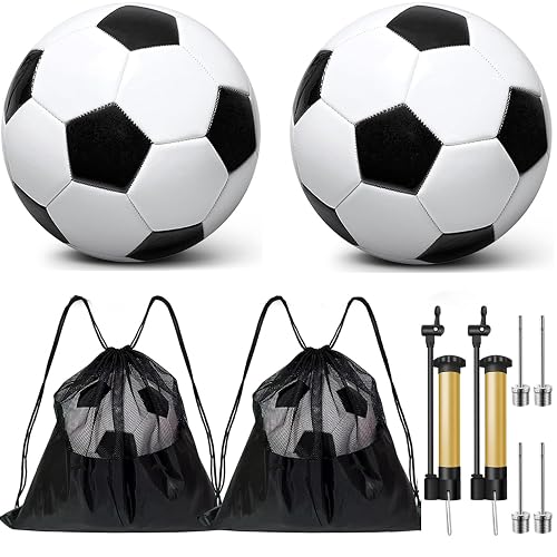 2 Pack Deflated Soccer Ball with Pump for 4-14 Years