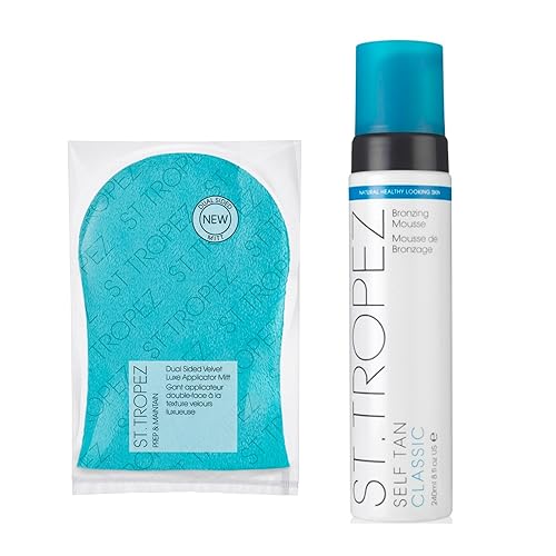 Paquete de guantes aplicadores de terciopelo de doble cara St.Tropez + St. Tropez Self Tan Classic Bronzing Mousse 8oz