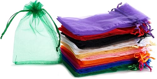 Volanic 100 bolsas de regalo de organza con cordón transparente de 5 x 7 pulgadas, bolsa de joyería, bolsa de fiesta, boda, bolsas de dulces, Volanic 100 bolsas de regalo de organza con cordón transparente de 5 x 7 pulgadas, bolsa de joyería, bolsa de fiesta, boda, bolsas de dulces,