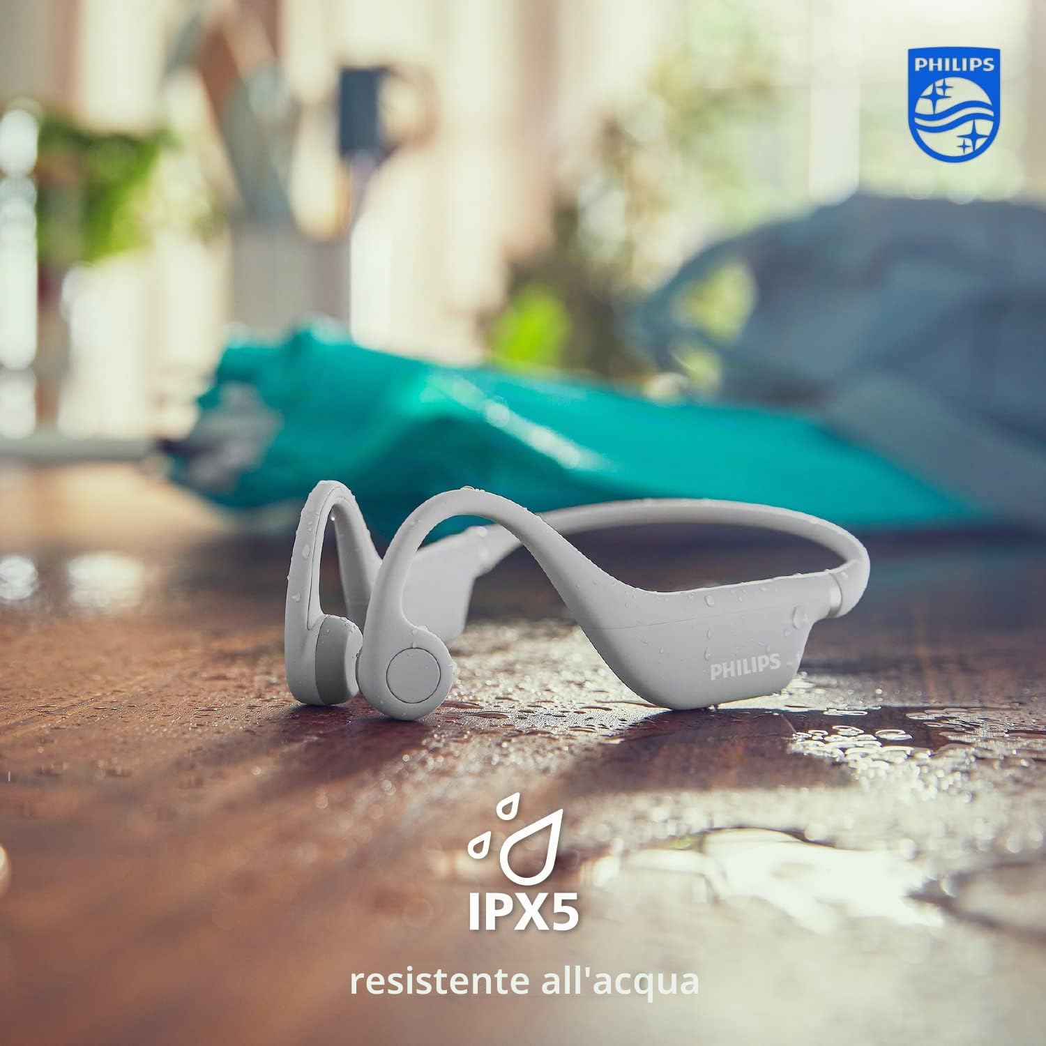 PHILIPS K4607GY - Cuffie Bluetooth a conduzione ossea con microfono interno e controllo parentale, colore: Grigio