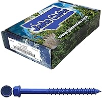 Vista 11 de Tornillos de anclaje de hormigón azul de 1/4 pulgadas x 1-3/4 pulgadas, acero al carbono endurecido, para interior y exterior, tornillos resistentes