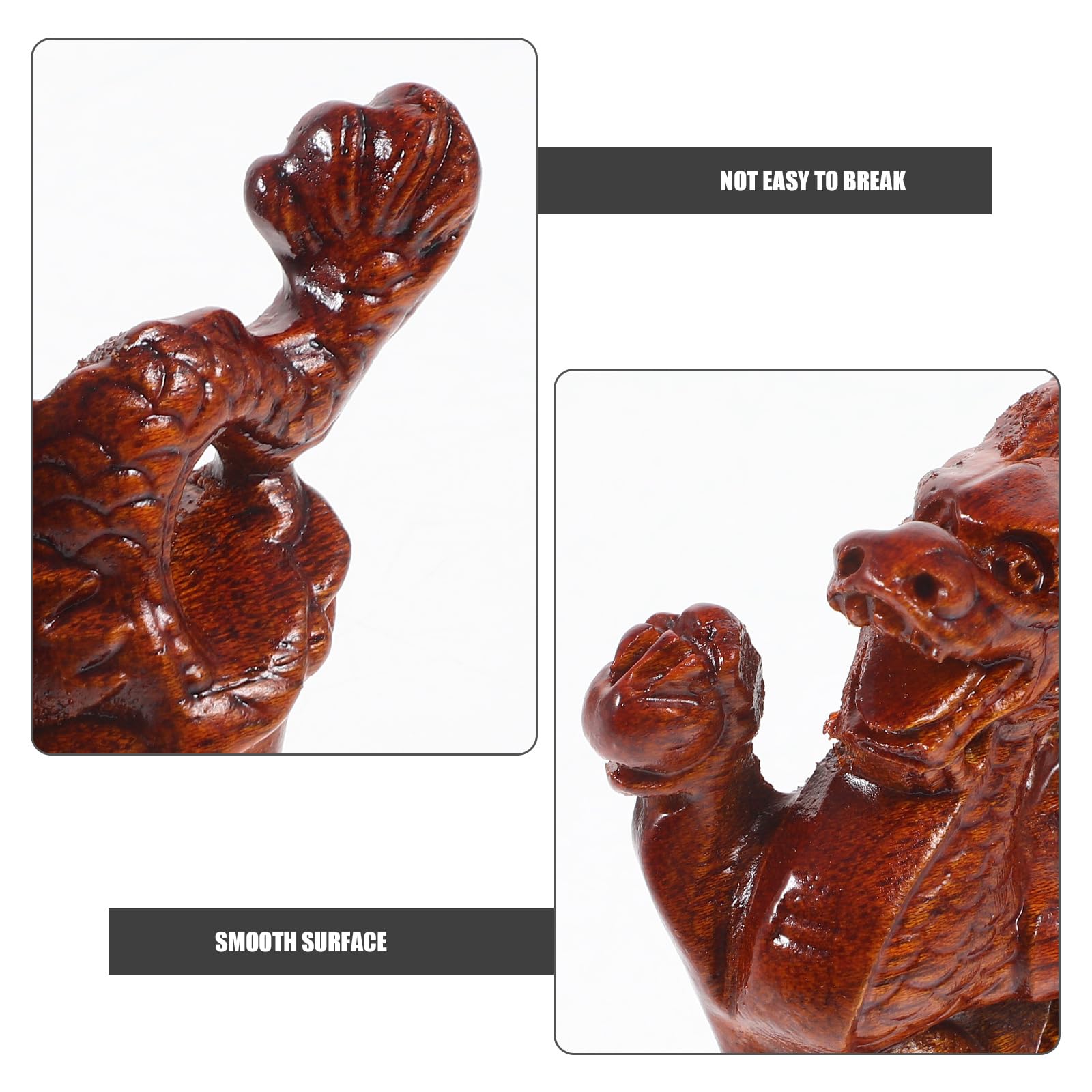 Baluue Chinesische Drachenfigur Aus Holz Fengshui-Drachenstatue 2024 Jahr des Drachen Skulptur Sammlerstücke Heimbüro Desktop-Dekoration Glücksgeschenke 10 cm