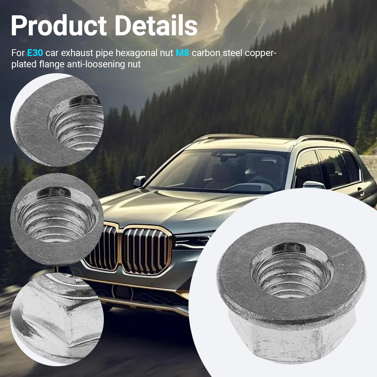 16 Dadi Di Scarico M8 Esagonali, Prigionieri Per Scarico M8 X 1,25, Prigionieri Autobloccanti, Adatti Per I Dadi Del Collettore Di Scarico Per Autoveicoli Bmw E30 Serie 3